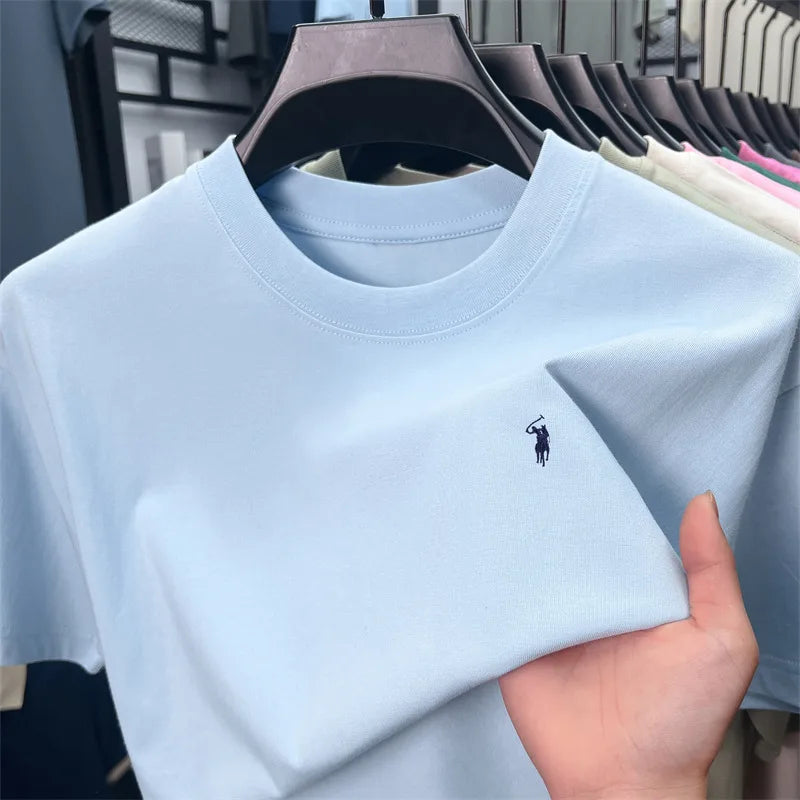 Herren T-Shirt mit Tier-Stickerei – 100% Baumwolle, Rundhals, Kurzarm