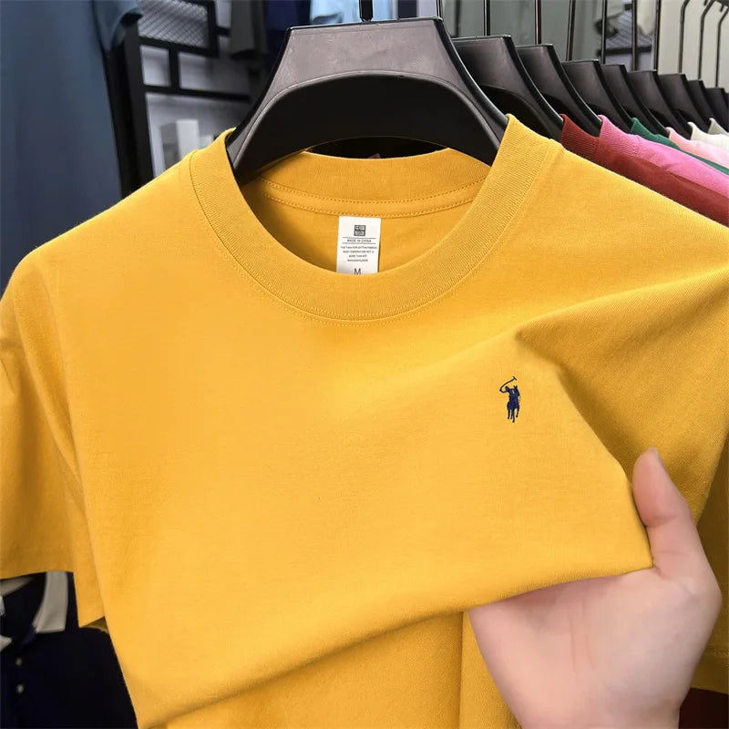 Herren T-Shirt mit Tier-Stickerei – 100% Baumwolle, Rundhals, Kurzarm