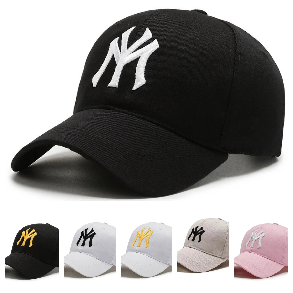 Vintage Baseballkappe mit NY-Logo-Stickerei, lässige, verstellbare Baumwollmütze, Streetwear-Hip-Hop-Sonnenhut für Damen und Herren