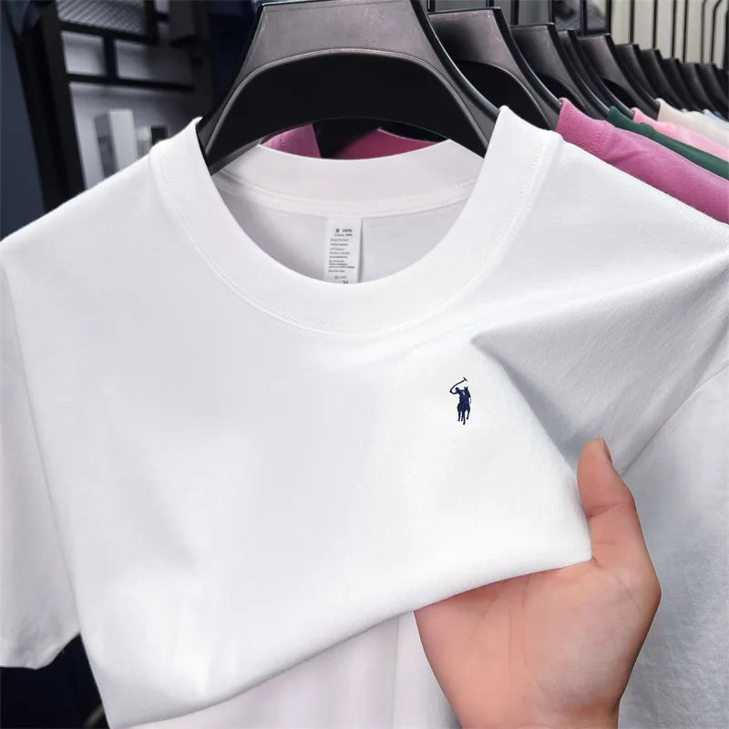 Herren T-Shirt mit Tier-Stickerei – 100% Baumwolle, Rundhals, Kurzarm