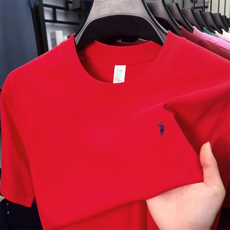 Herren T-Shirt mit Tier-Stickerei – 100% Baumwolle, Rundhals, Kurzarm