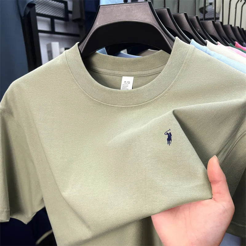 Herren T-Shirt mit Tier-Stickerei – 100% Baumwolle, Rundhals, Kurzarm
