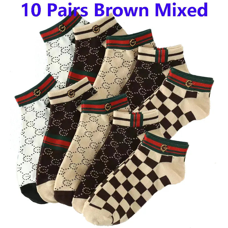 10 Paar Kurzsocken Herren & Damen | Atmungsaktiv | Geometrisches Muster
