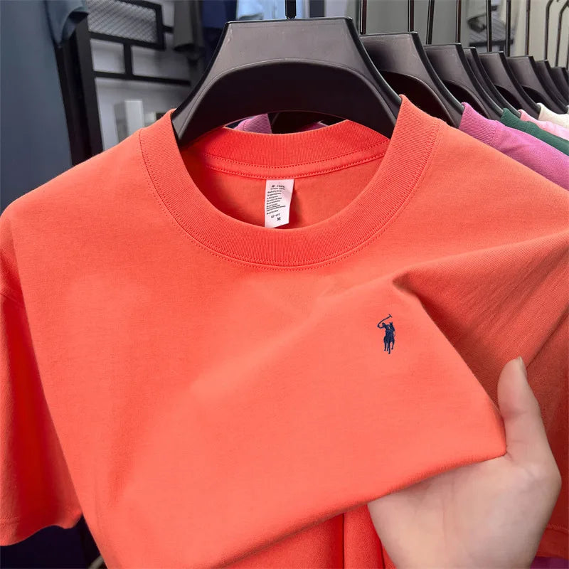 Herren T-Shirt mit Tier-Stickerei – 100% Baumwolle, Rundhals, Kurzarm