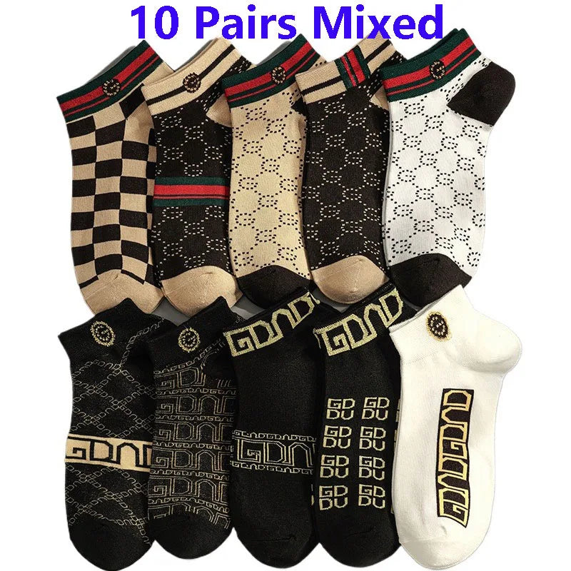 10 Paar Kurzsocken Herren & Damen | Atmungsaktiv | Geometrisches Muster