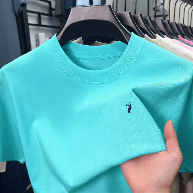 Herren T-Shirt mit Tier-Stickerei – 100% Baumwolle, Rundhals, Kurzarm