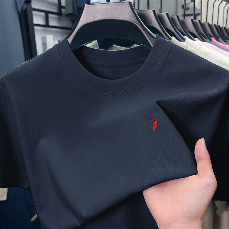 Herren T-Shirt mit Tier-Stickerei – 100% Baumwolle, Rundhals, Kurzarm