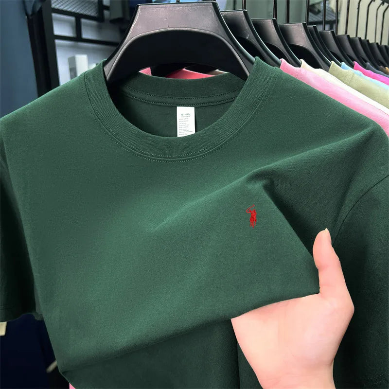 Herren T-Shirt mit Tier-Stickerei – 100% Baumwolle, Rundhals, Kurzarm