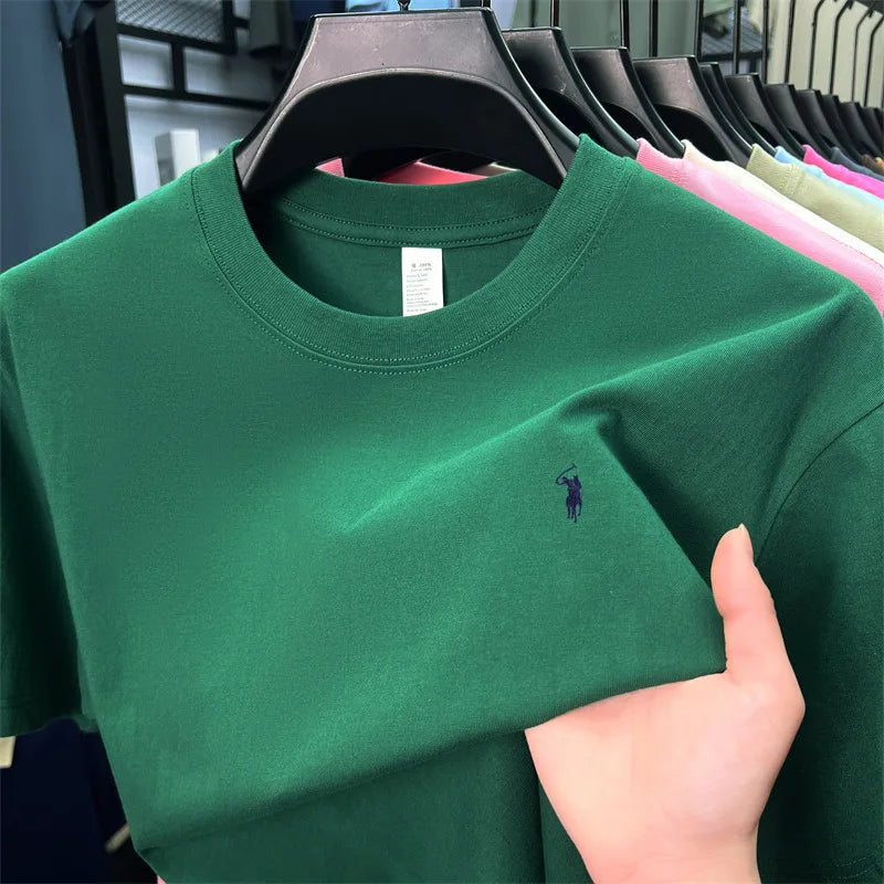 Herren T-Shirt mit Tier-Stickerei – 100% Baumwolle, Rundhals, Kurzarm