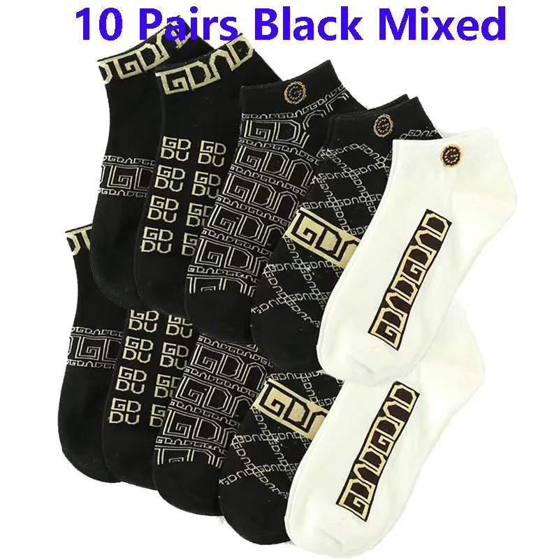 10 Paar Kurzsocken Herren & Damen | Atmungsaktiv | Geometrisches Muster
