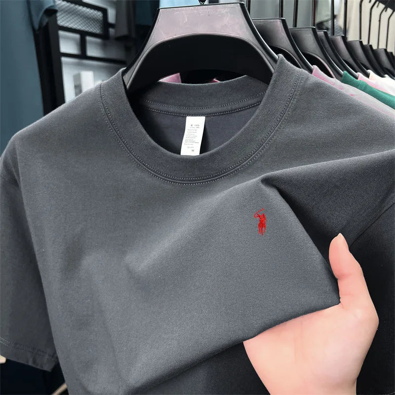Herren T-Shirt mit Tier-Stickerei – 100% Baumwolle, Rundhals, Kurzarm