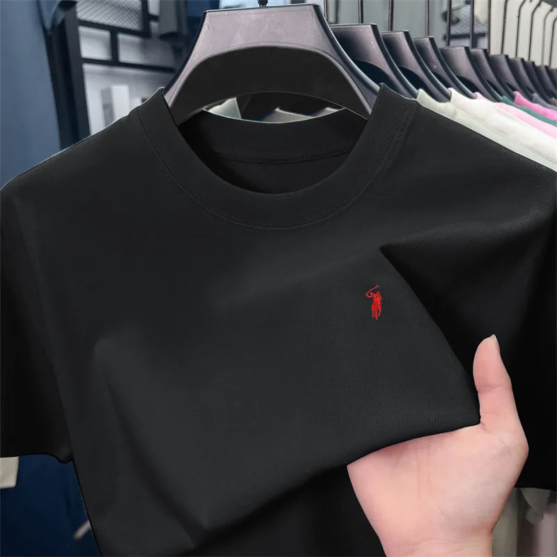 Herren T-Shirt mit Tier-Stickerei – 100% Baumwolle, Rundhals, Kurzarm